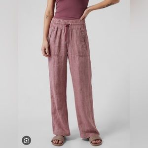 Athleta Retreat Wide Leg Linen pants sz 0P and a rose tank XS. In EUC!!
